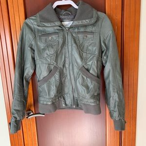 Forest Green Fake Leather Jacket